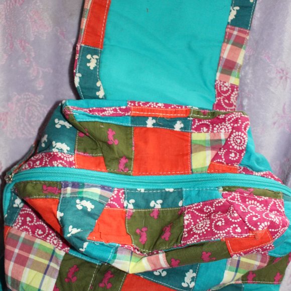 Vintage Authentic Disney Parks Patchwork Cloth Backpack Back To School - Picture 6 of 8